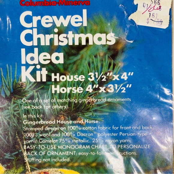 Vintage 1978 Crewel kit Christmas ornaments House Horse 7861 Columbia Minerva - Picture 2 of 10